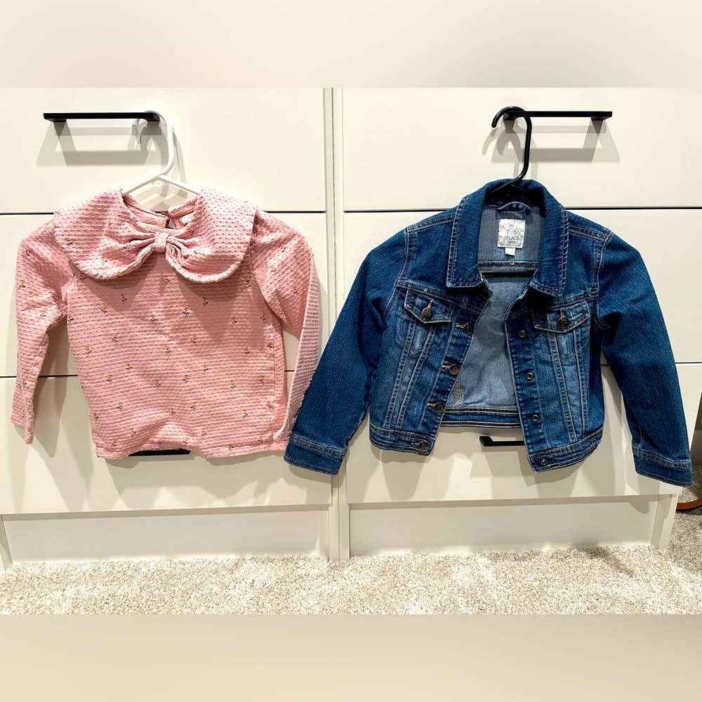 Girls long sleeve top size 6 by NEXT, and 1989 Place Jean jacket size 6